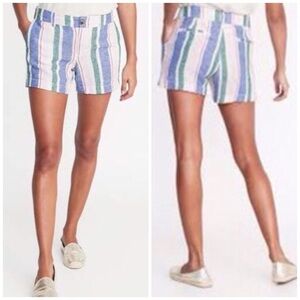 OLD NAVY Mid-Rise Striped Linen Everyday Shorts 10
